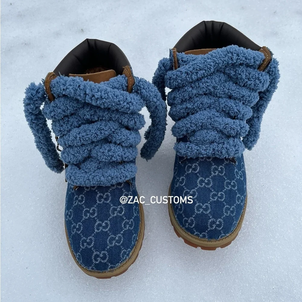 Timbs restored into gucci denim timbs ❄️ mens size 5 converted to women size 6.5 - Picture 2 of 3
